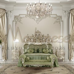 21st Century Green Double Bed by Modenese Gastone, Interiors Baroque Inspiration
