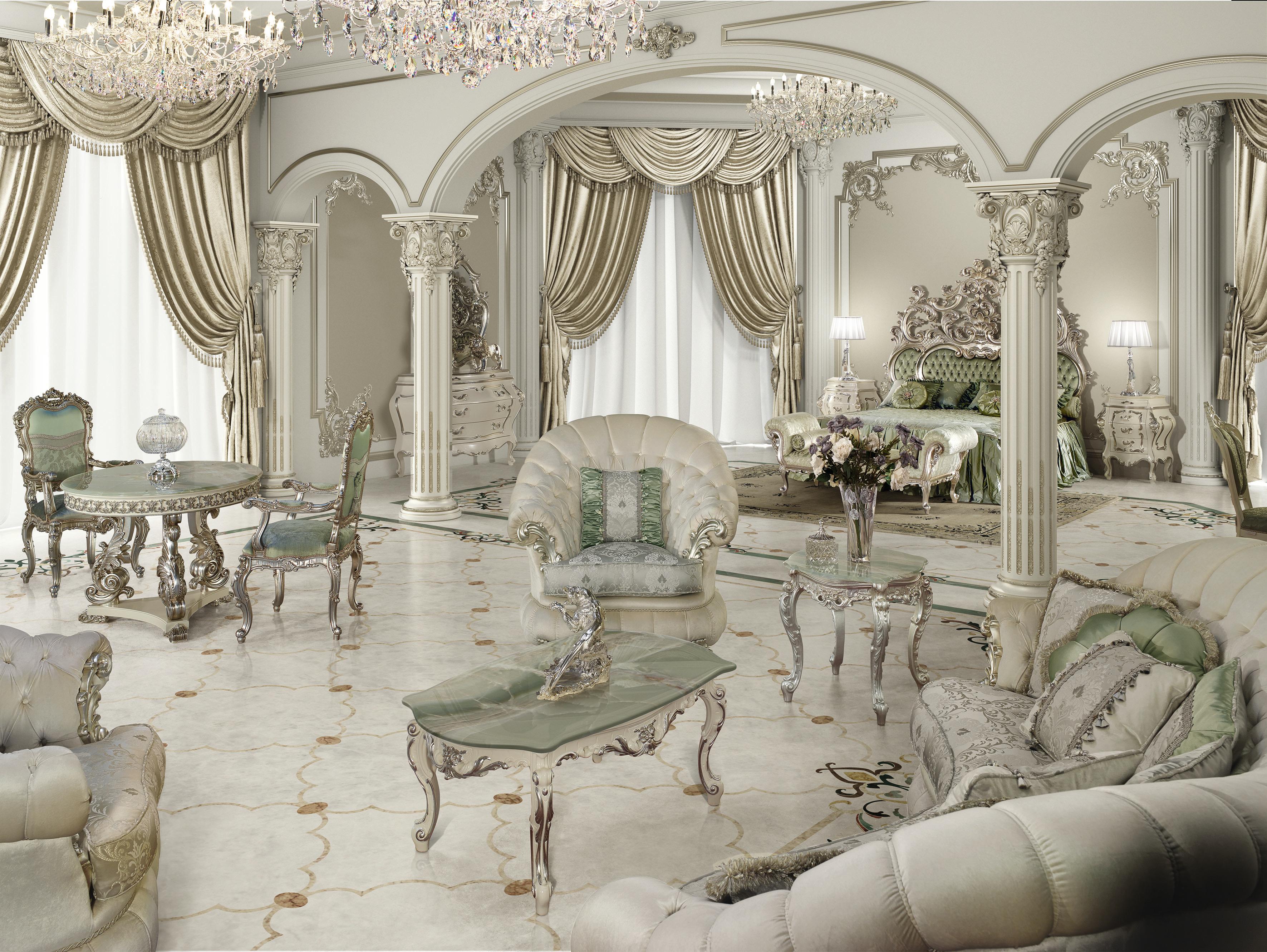 21st Century Green Double Bed by Modenese Gastone, Interiors Baroque Inspiration In New Condition For Sale In PADOVA, Italy
