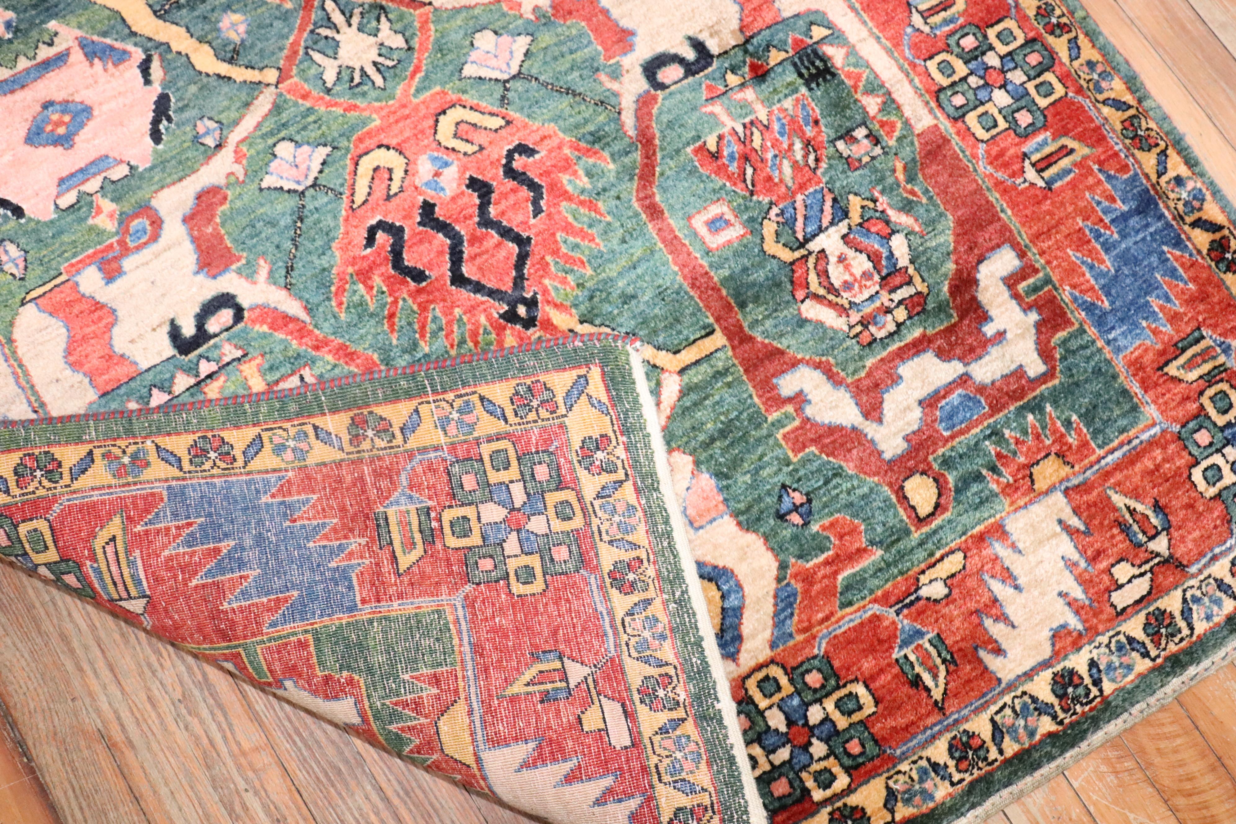 Grüner persischer Gabbeh-Teppich des 21. Jahrhunderts (Agra) im Angebot