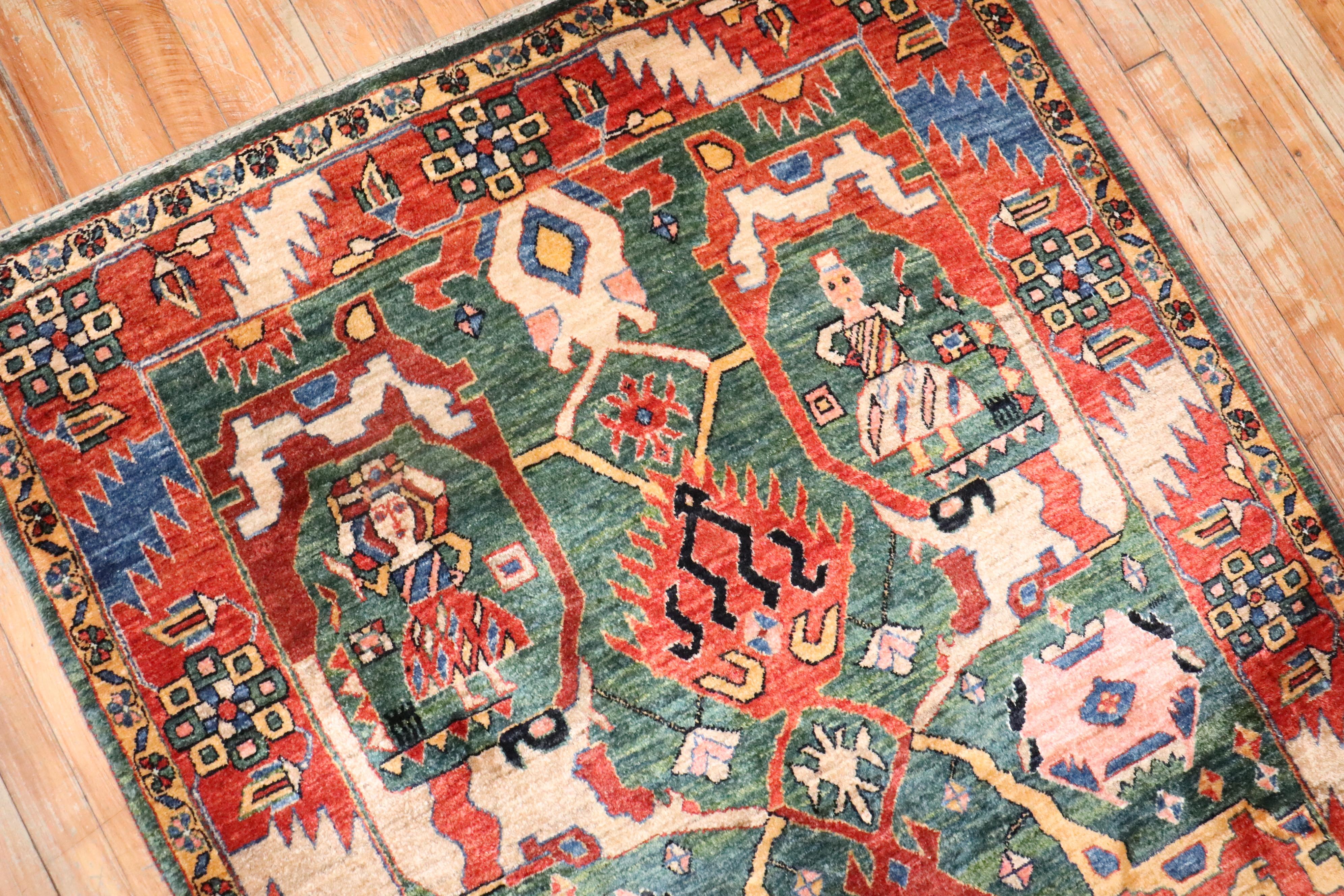 21st Century Green Persian Gabbeh Rug For Sale 2