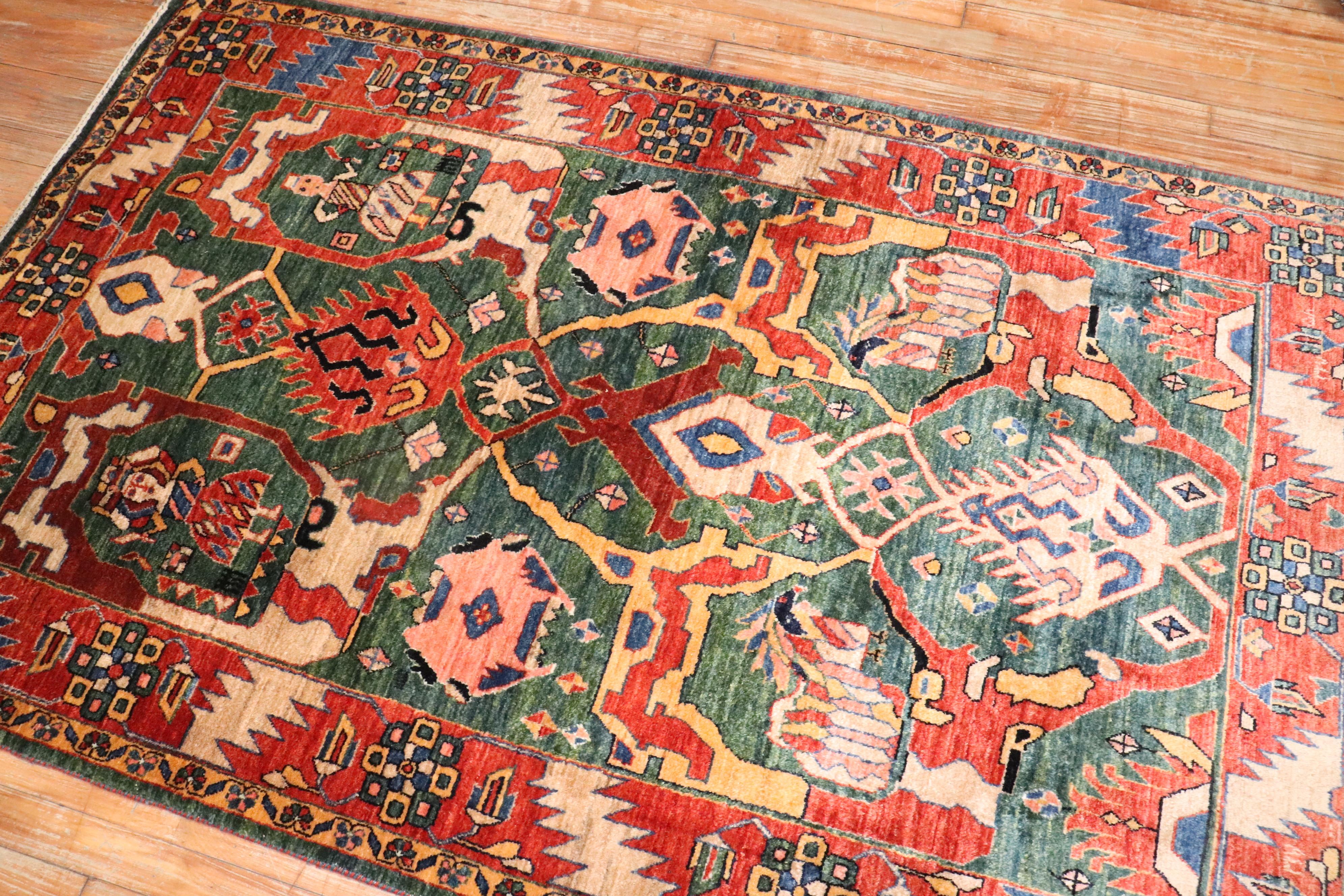 21st Century Green Persian Gabbeh Rug For Sale 3