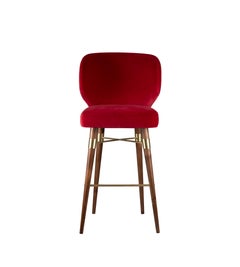 21st Century Louis Bar Chair Brass Wood Made in Portugal by Ottiu