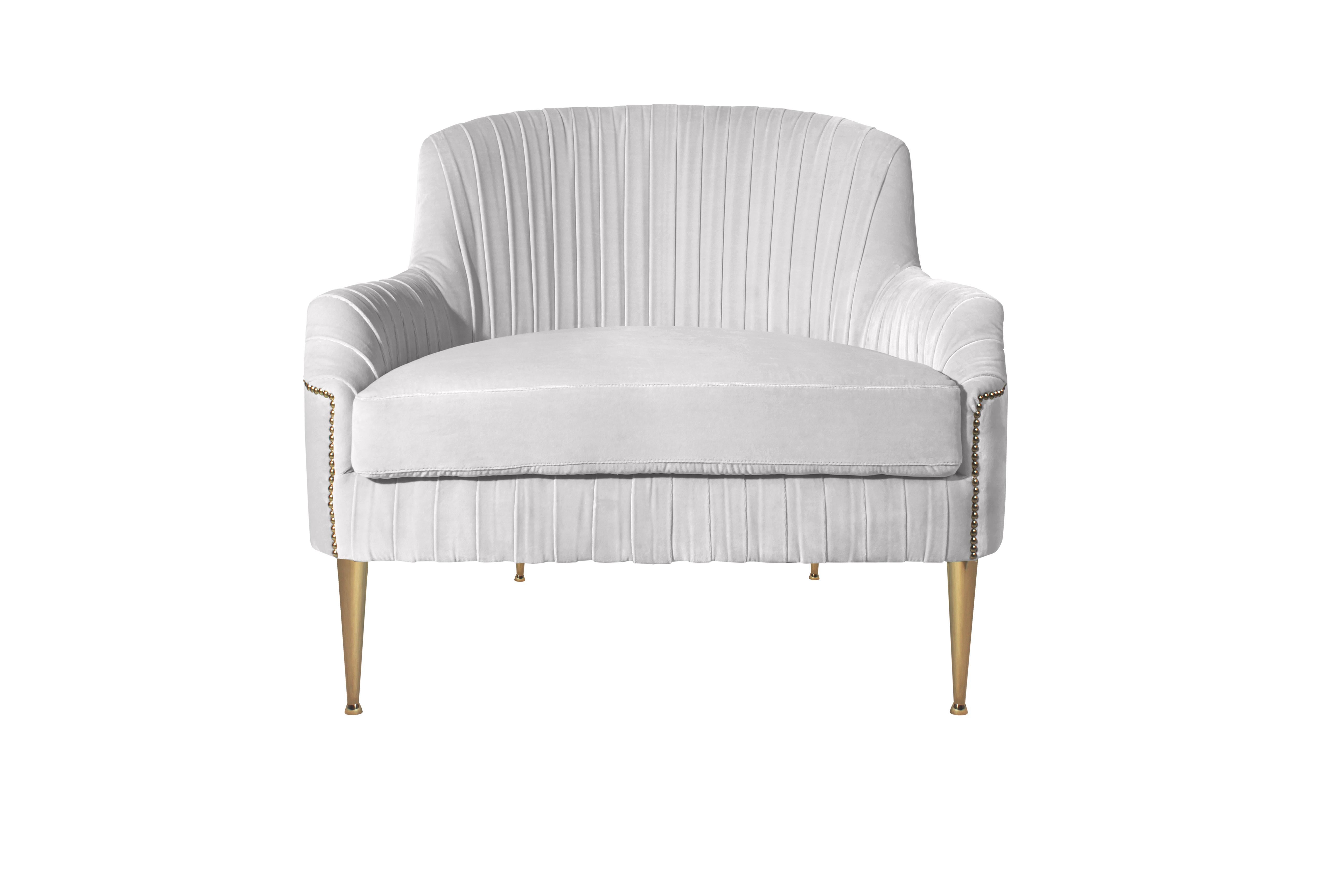 21st Century Greta Armchair Cotton Velvet Made in Portugal by Ottiu For Sale 3