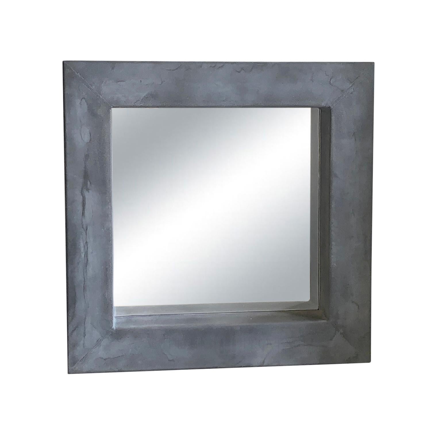 Mid-Century Modern 21st Century Grey Belgian Pair of Adje Metal Wall Glass Mirrors For Sale