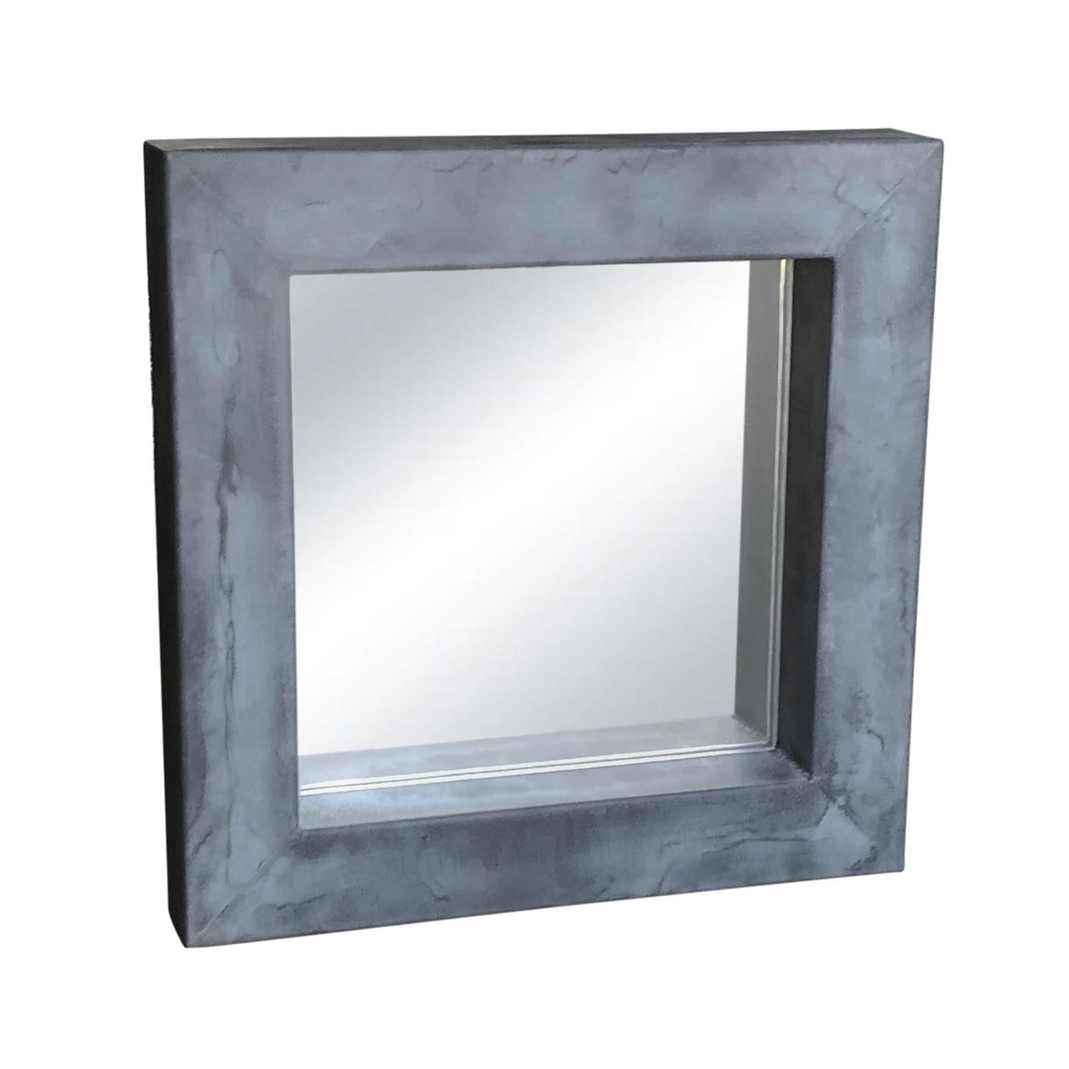 Hand-Crafted 21st Century Grey Belgian Pair of Adje Metal Wall Glass Mirrors For Sale