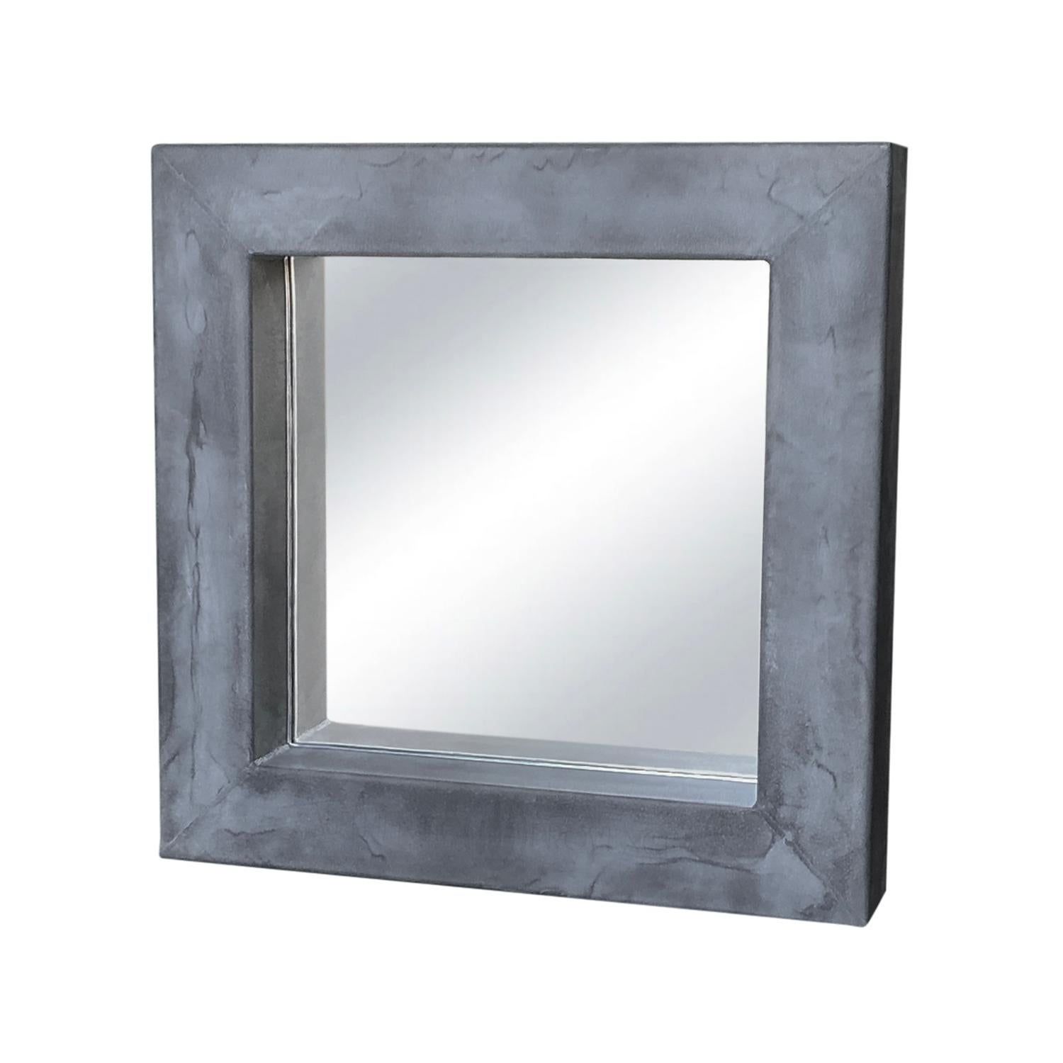21st Century Grey Belgian Pair of Adje Metal Wall Glass Mirrors In Good Condition For Sale In West Palm Beach, FL