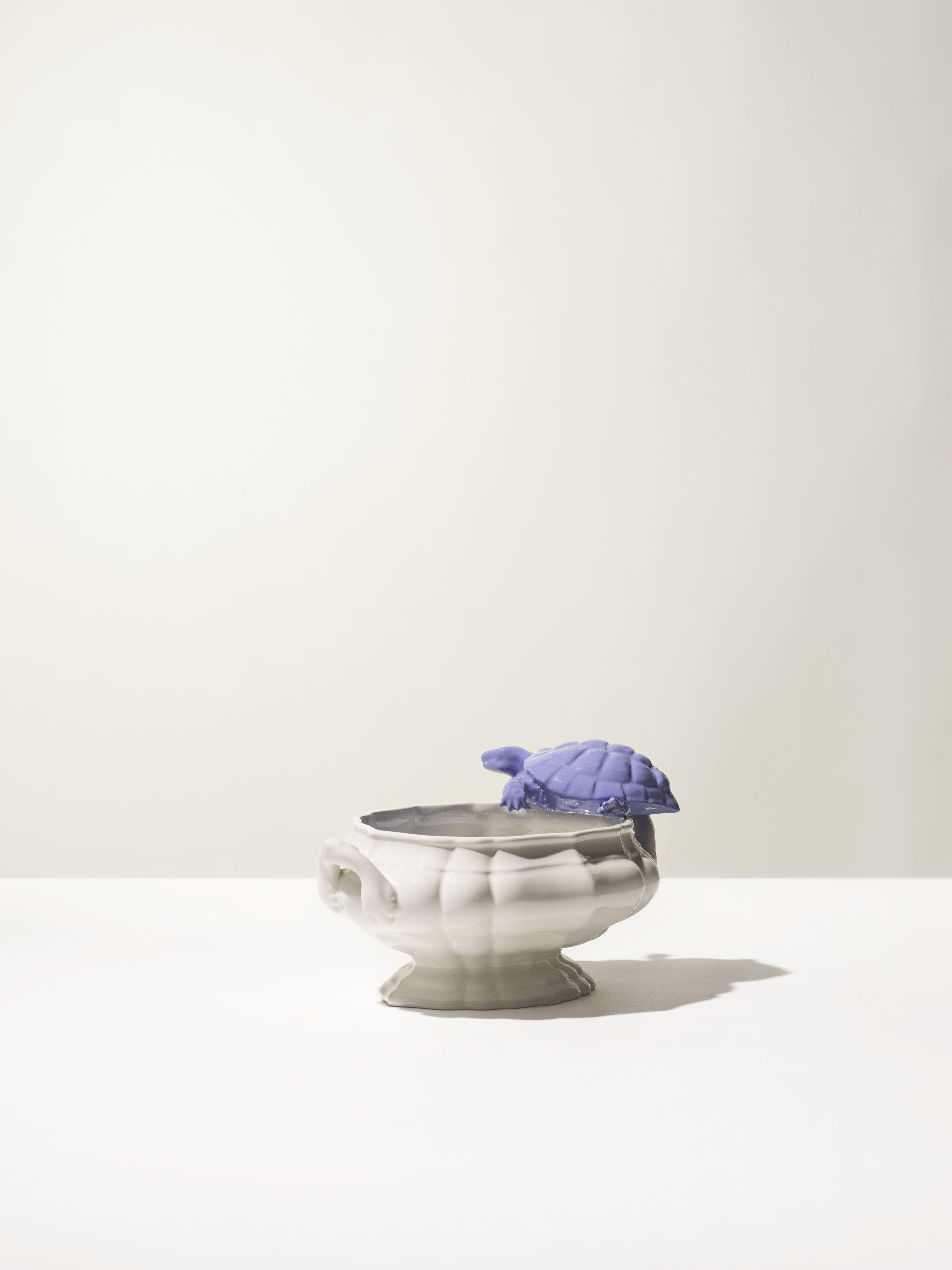Italian 21st Century Italy Grey Blue Bowl Sculpture Ceramica Gatti designer A. Anastasio For Sale