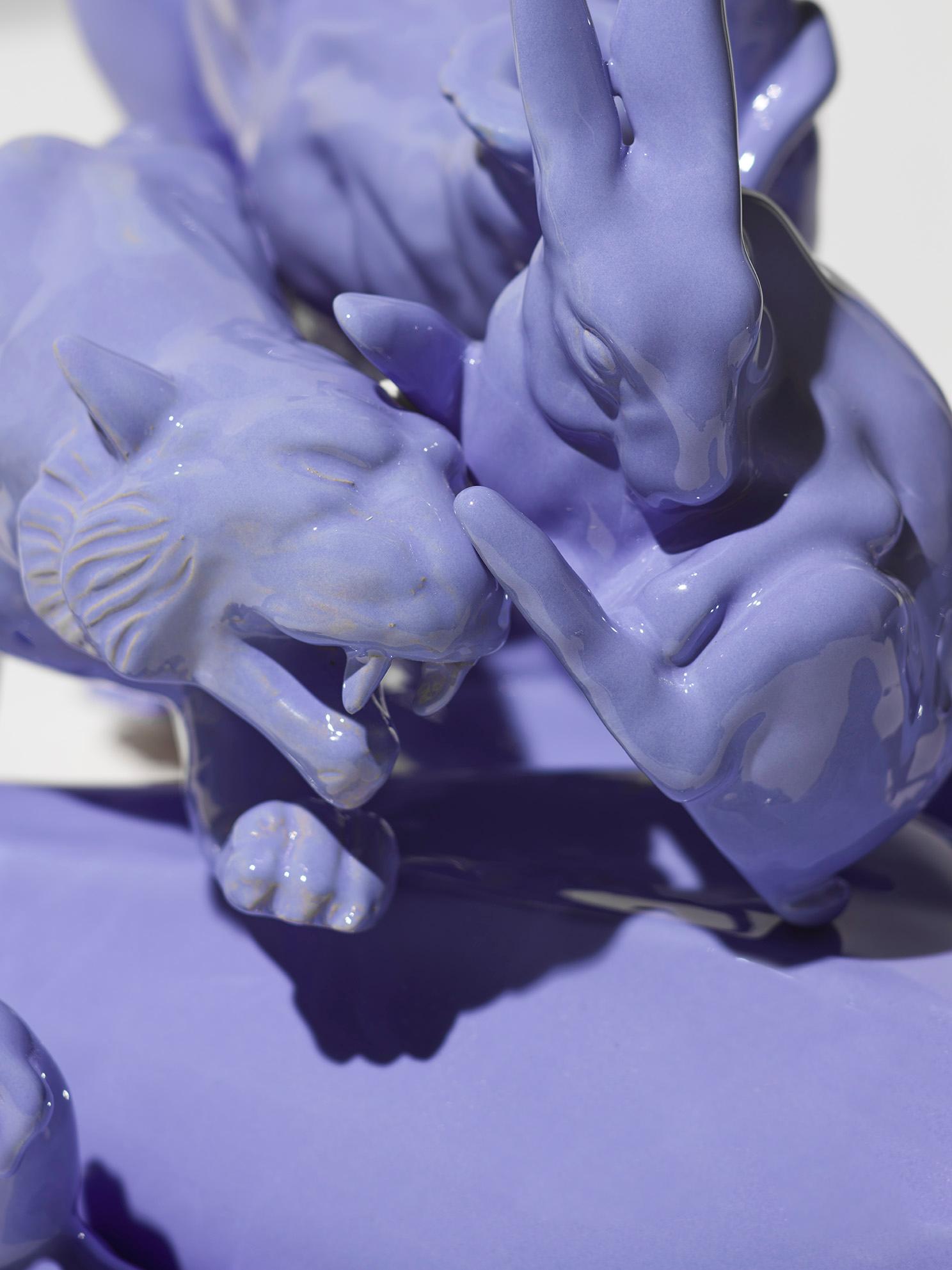 21. Jahrhundert Italien Grau Blau Hase Skulptur Ceramica Gatti Designer A. Anastasio im Zustand „Neu“ im Angebot in Faenza, IT
