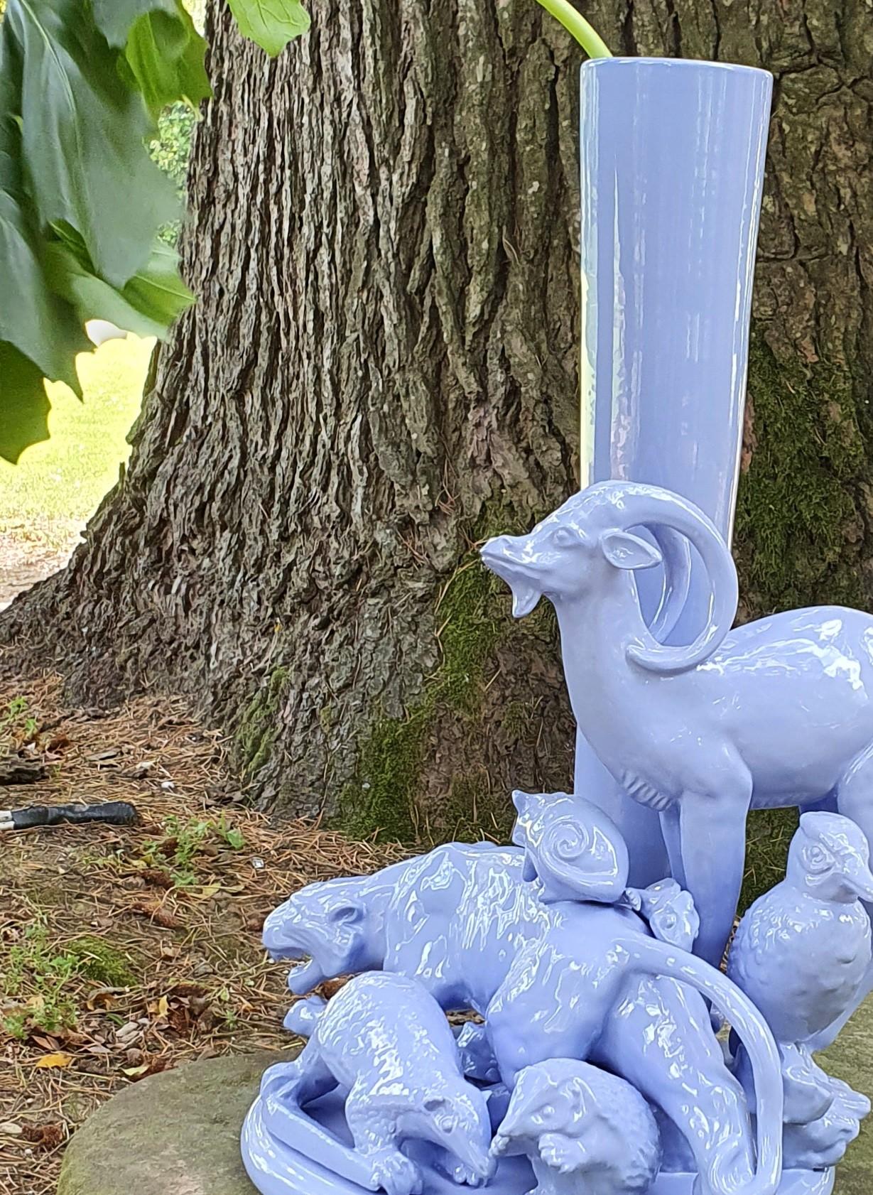 Moderne Sculpture bleu grise et grise du 21e siècle de Ceramica Gatti, designer A. Anastasio en vente