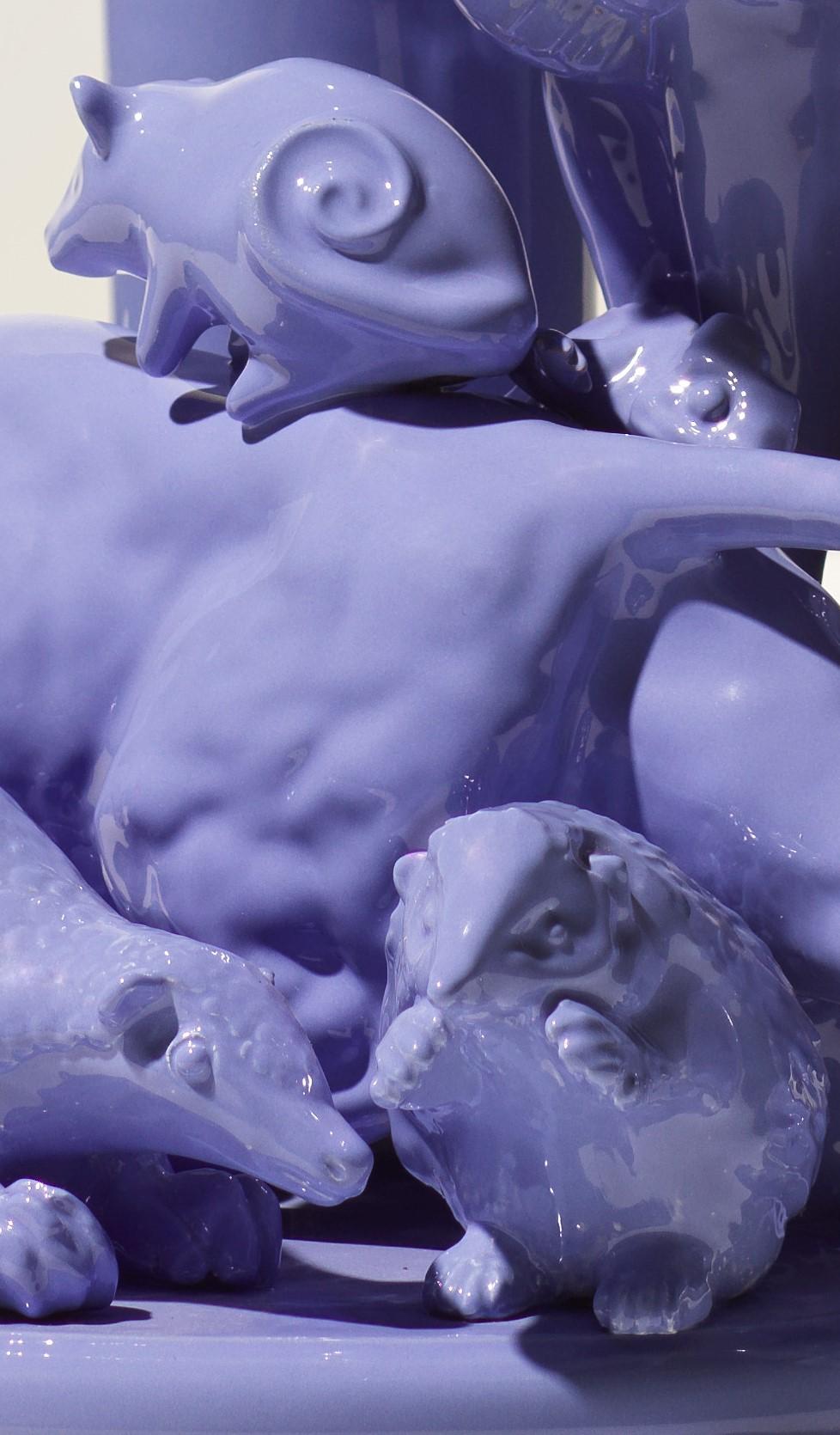 Grau-blaue Skulptur des 21. Jahrhunderts von Ceramica Gatti, Designer A. Anastasio (Emailliert) im Angebot