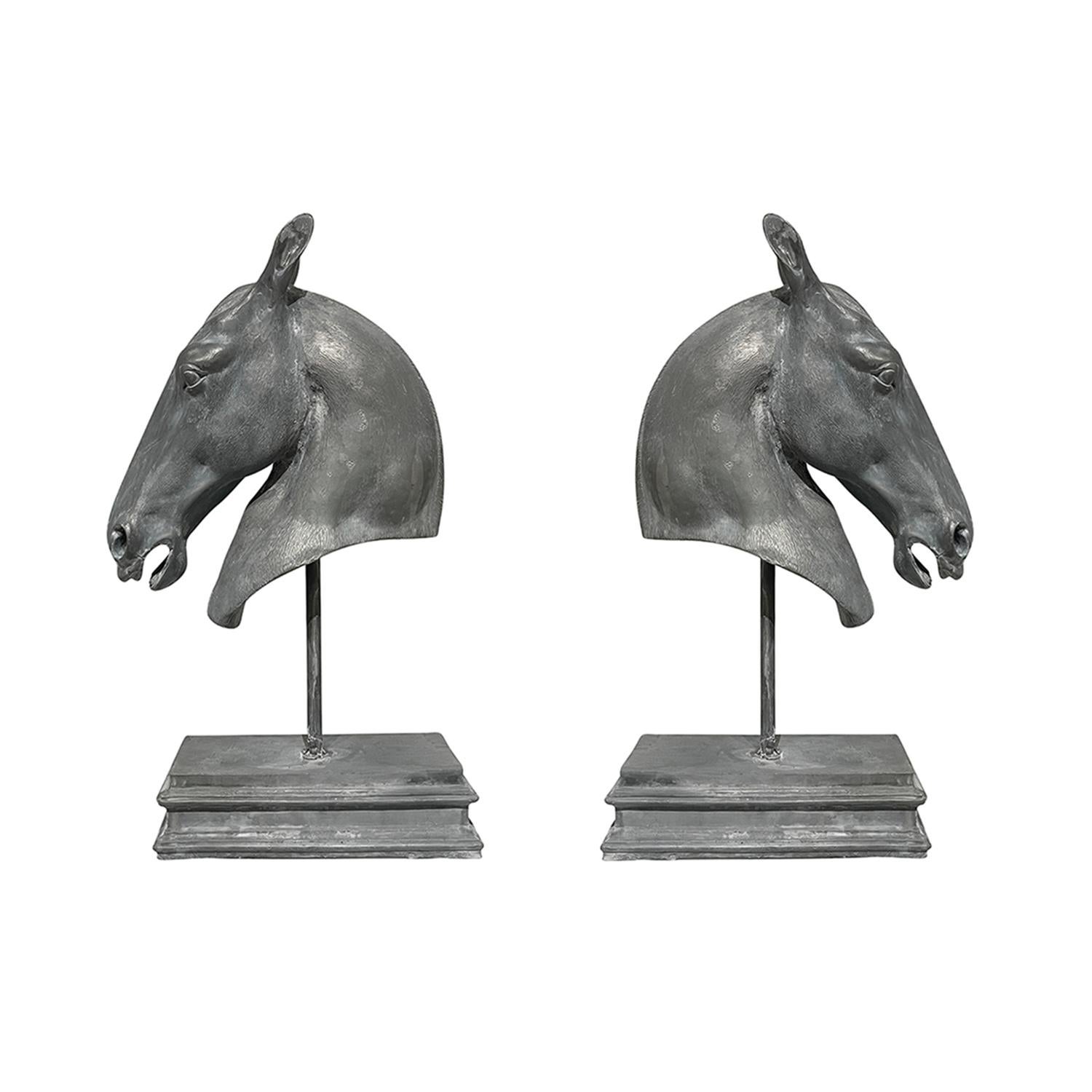 A classic profile of a raised horse head in lead with beautiful handcrafted details. The animal bust is mounted on a rectangular base with multiple bevel. The horse head has always represented the epitome of robust, handsome energy. 21st Century