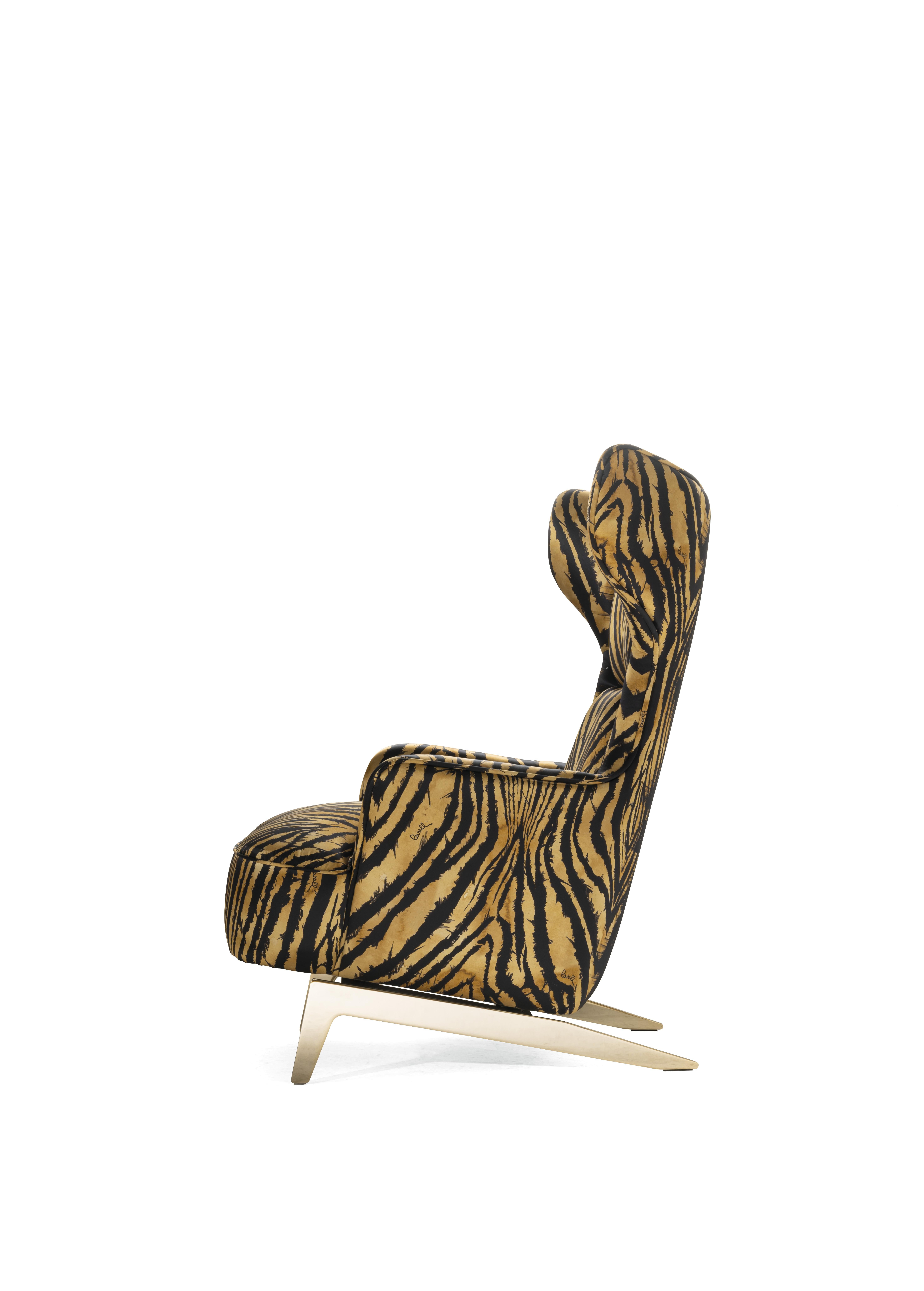 Modern 21st Century Guam Armchair in Silk by Roberto Cavalli Home Interiors For Sale
