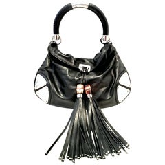 21st Century Gucci Black Leather & Chrome "Indy" Hobo Hand Bag