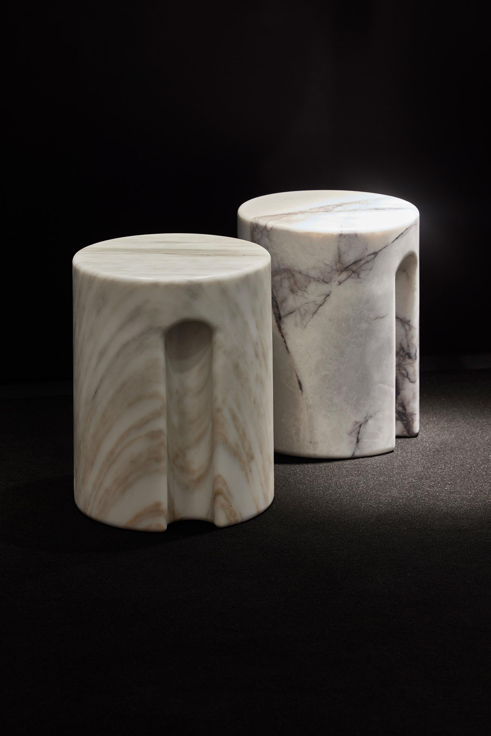 Marbre Table d'appoint ronde en marbre Métaphore by Hervé Langlais 2019 France en vente