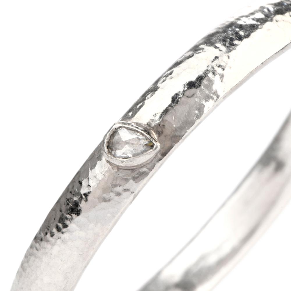 Rose Cut 21st Century Gurhan Diamond Platinum Stackable Bangle Bracelet