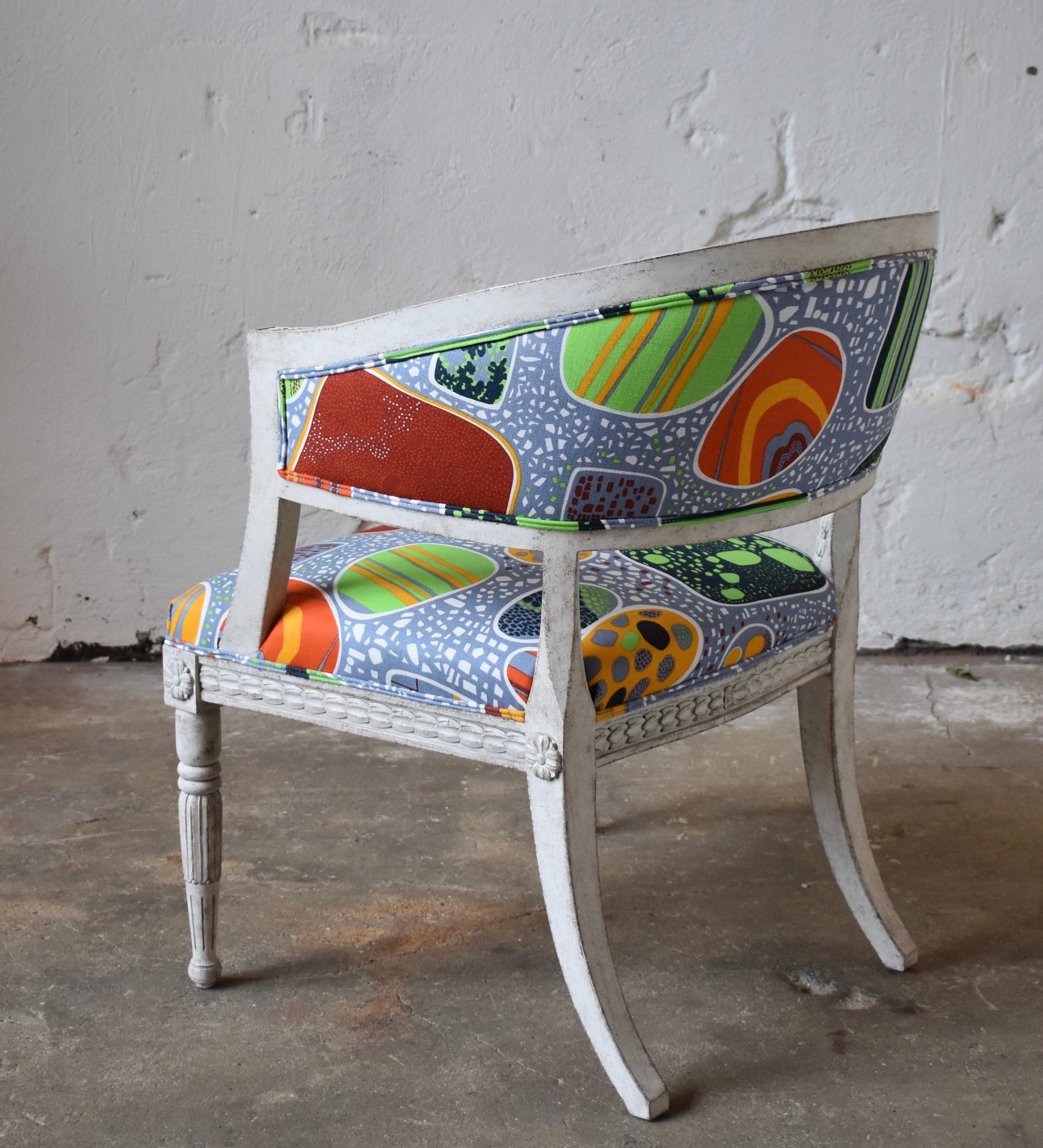 21st century Gustavian style armchair with upholstery from Svenskt Tenn
Josef Frank.