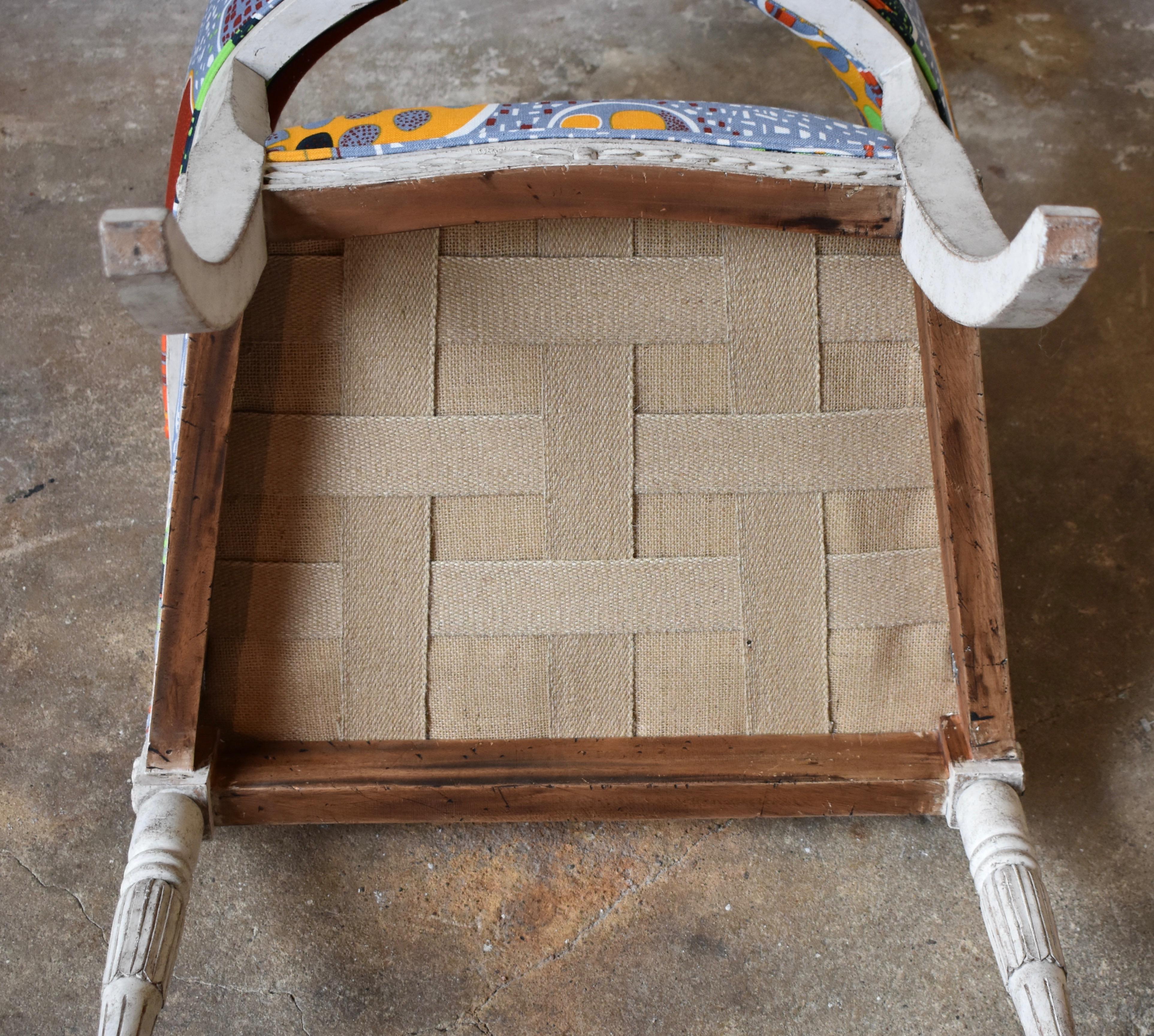 Hand-Crafted 21st Century Gustavian Style Armchair with Upholstery from Svenskt Tenn For Sale