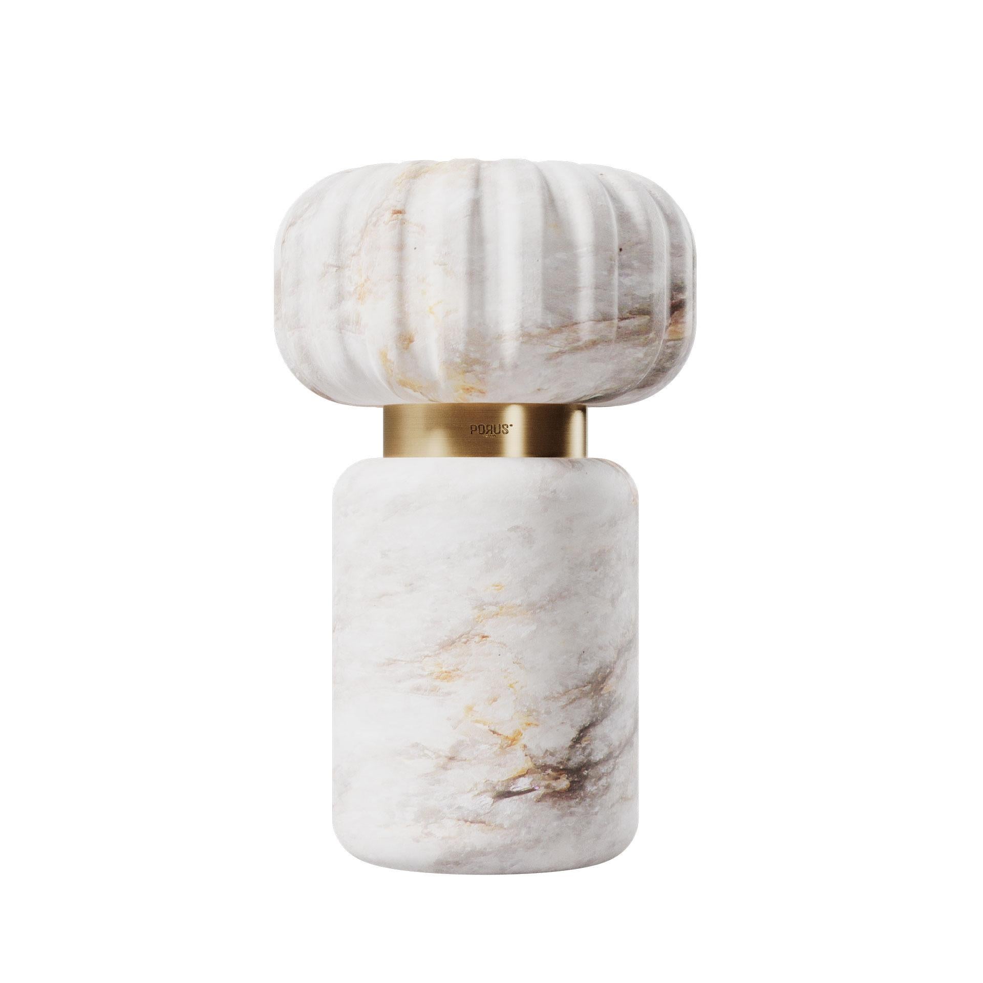 Contemporary 21st Century Hamphsire Table Lamp Aged Brass Alabaster For Sale