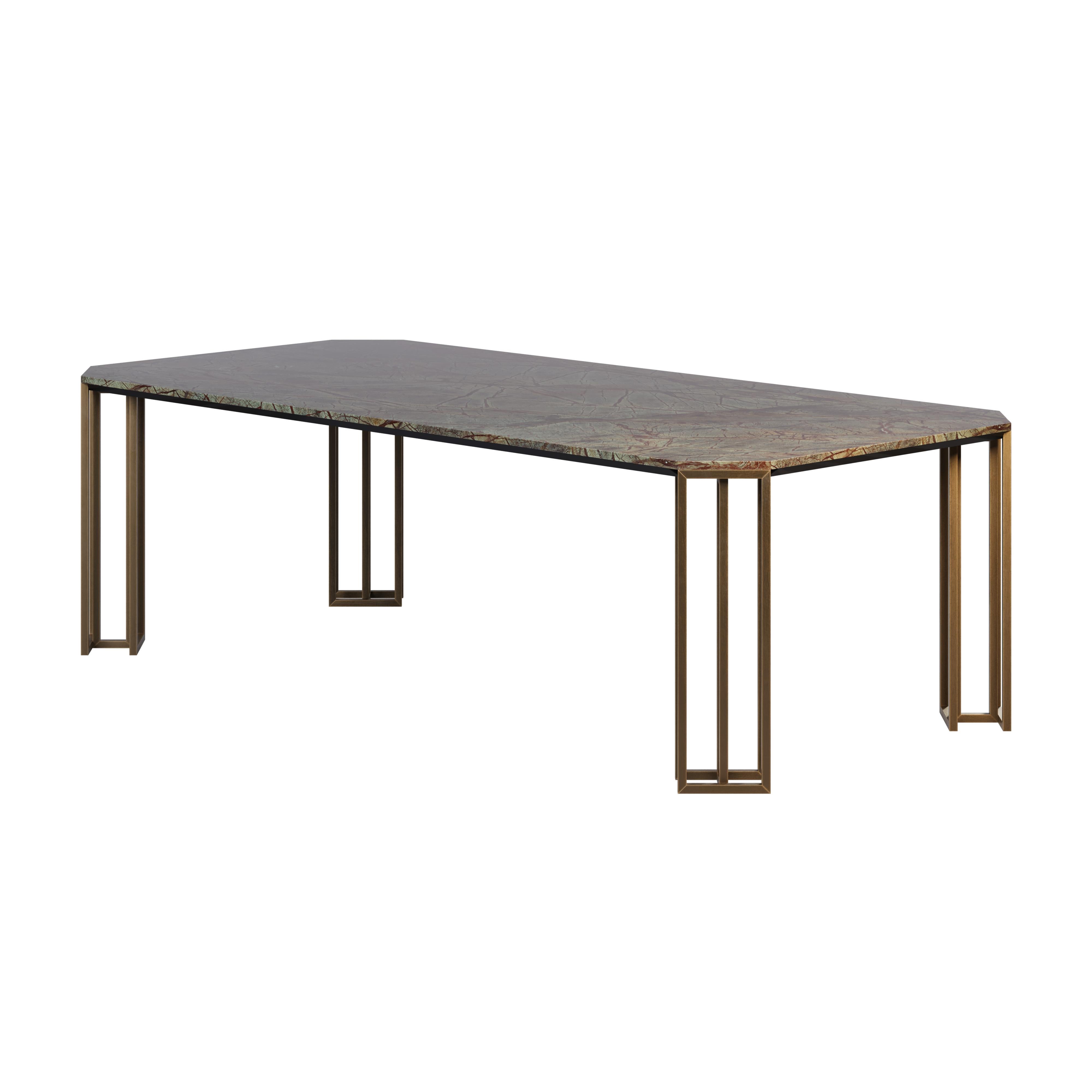 21st Century Hancock Dining Table Marble Brushed Gun Metal For Sale 3