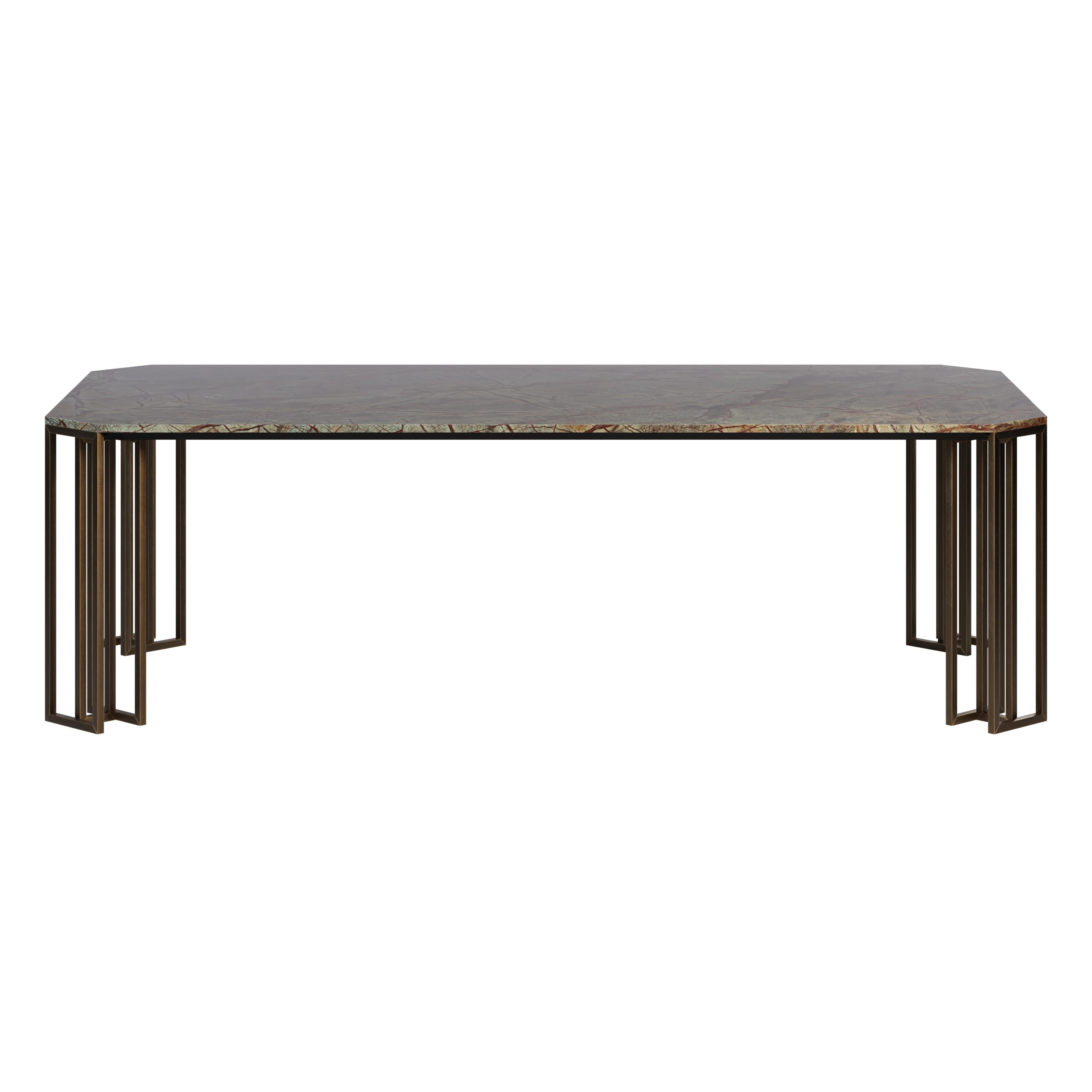 21st Century Hancock Dining Table Marble Brushed Gun Metal For Sale 4