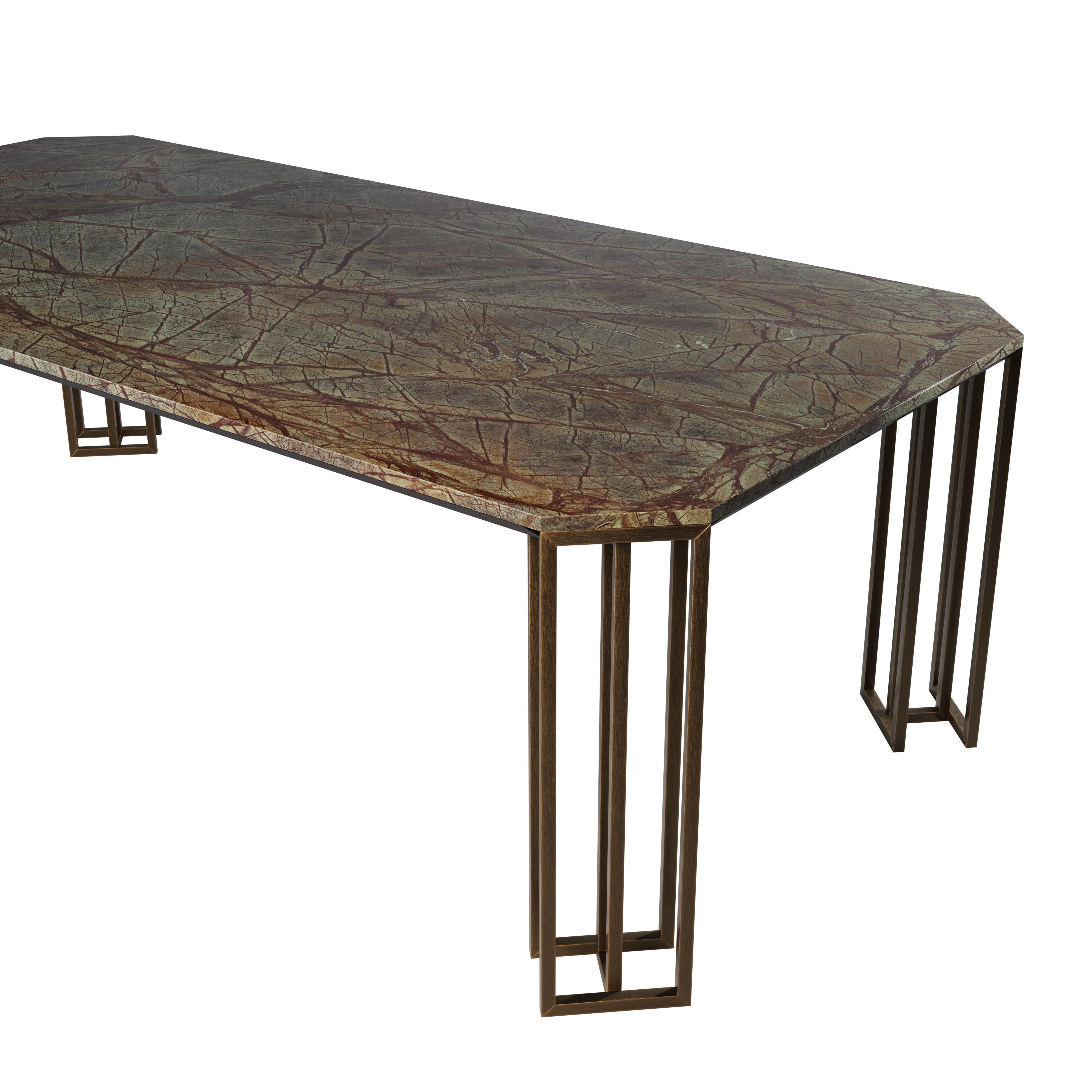 21st Century Hancock Dining Table Marble Brushed Gun Metal For Sale 7