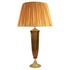 21st-Century, Hand-carved amber Crystal and Bronze Table Lamp in Style Luigi XVI