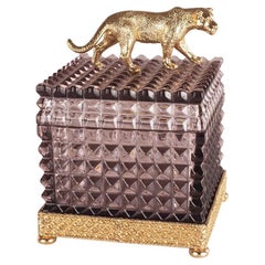 21st Century, Hand-Carved Amethyst Crystal and Bronze Box in Style of Luigi xvi