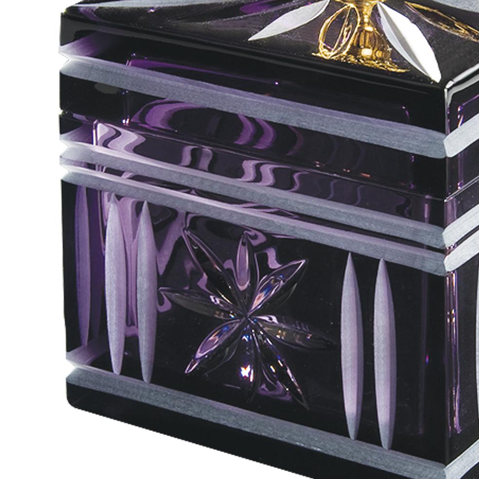 Art Deco 21st Century, Hand-Carved Amethyst Crystal and Golden Bronze Box  For Sale