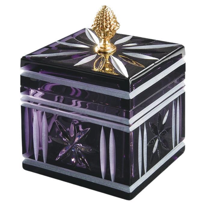 21st Century, Hand-Carved Amethyst Crystal and Golden Bronze Box  For Sale