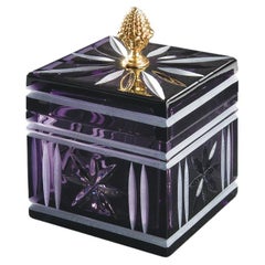 21st Century, Hand-Carved Amethyst Crystal and Golden Bronze Box 