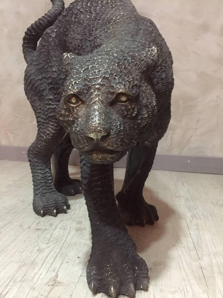 antique black panther statue