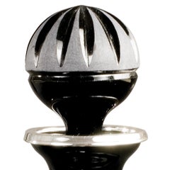 21st Century, Hand Carved black Crystal and silver Bronze  bottle