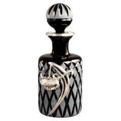 21st Century, Hand Carved black Crystal and silver Bronze  bottle