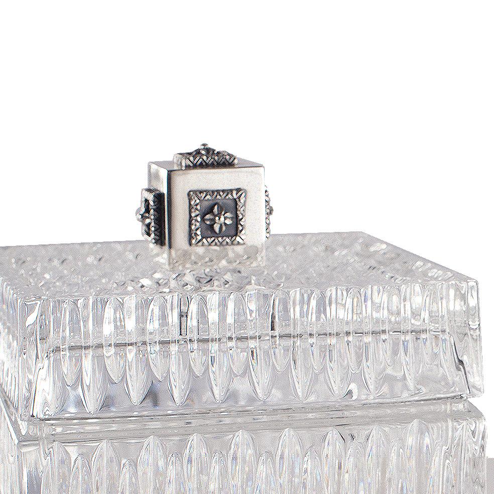 Louis XVI 21st Century, Hand-Carved Clear Crystal and Bronze Box  For Sale