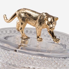 21st Century, Hand-Carved Clear Crystal and Bronze Box in Style of Luigi XVI