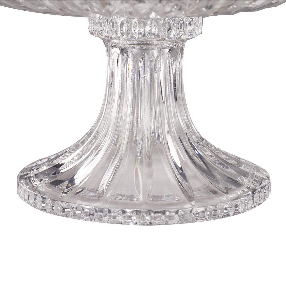 Italian 21st Century, Hand-Carved Clear Crystal and Golden Bowl in Classic Style For Sale