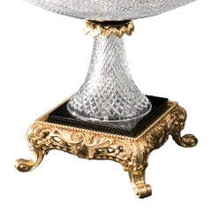 21st Century, Hand-Carved Clear Crystal and Golden Bronze bowl