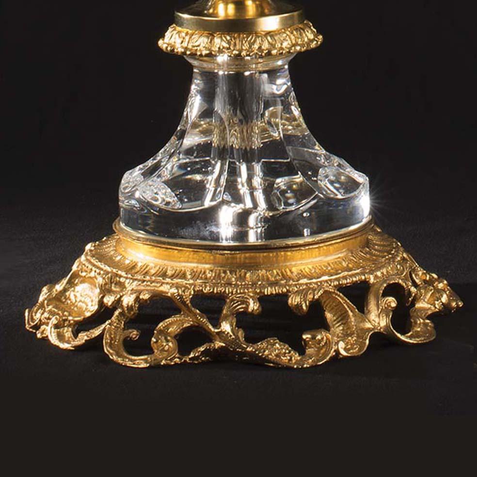 Handgeschnitzte Schale aus klarem Kristall und goldener Bronze des 21. Jahrhunderts (Italienisch) im Angebot