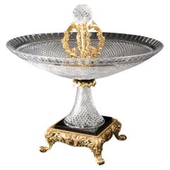21e siècle, coupe en cristal clair et bronze doré sculptée à la main