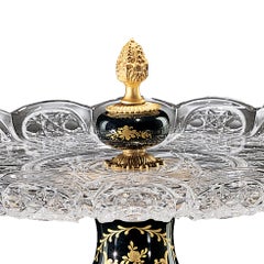 21st Century, Hand Carved Clear Crystal and Golden Bronze Centrepiece