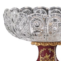 21st Century, Hand Carved Clear Crystal and Golden Bronze Centrepiece