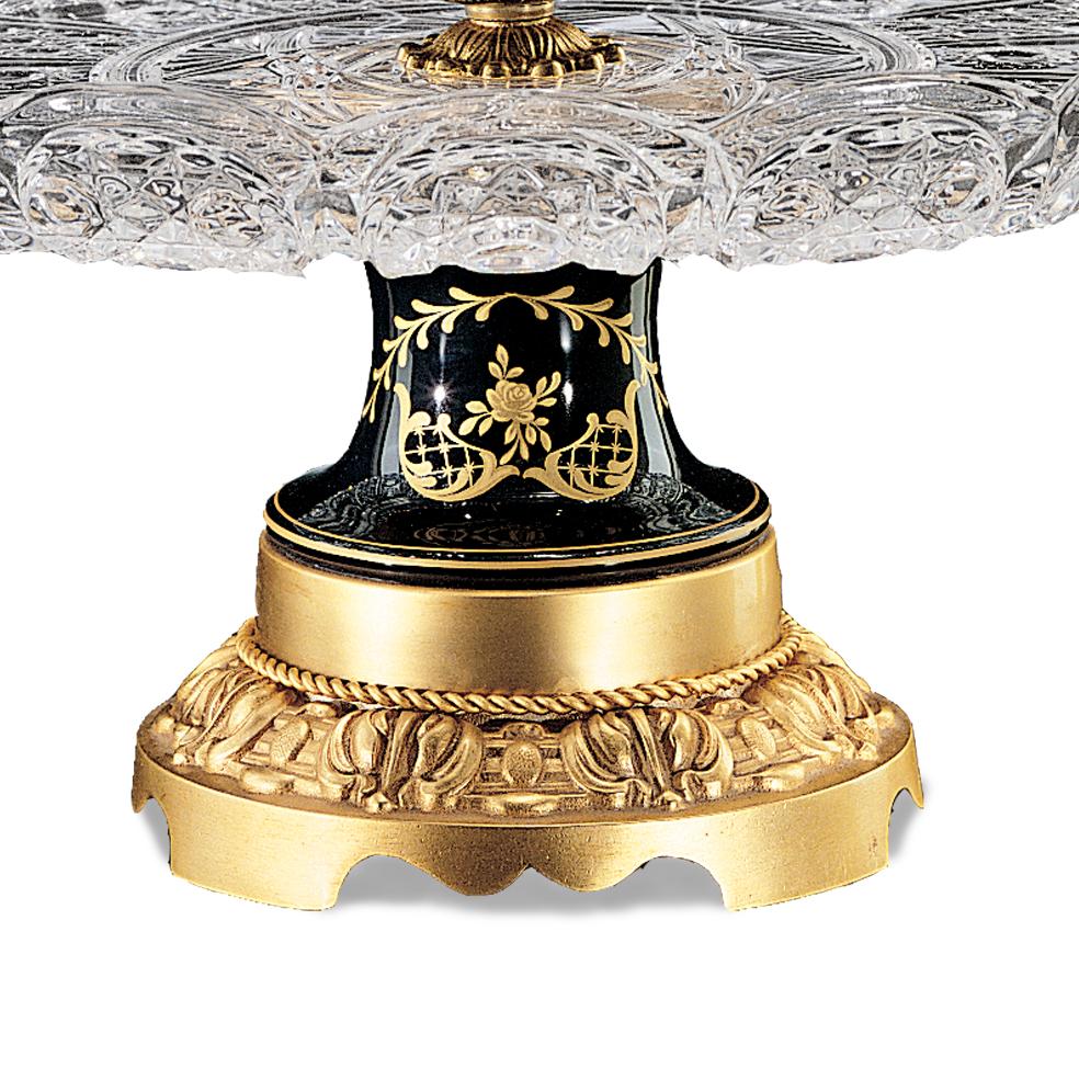 Louis XVI 21st Century, Hand Carved Clear Crystal and Golden Bronze Centrepiece  For Sale