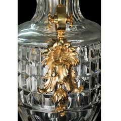 21st Century, Hand-Carved Clear Crystal and golden bronze potiche