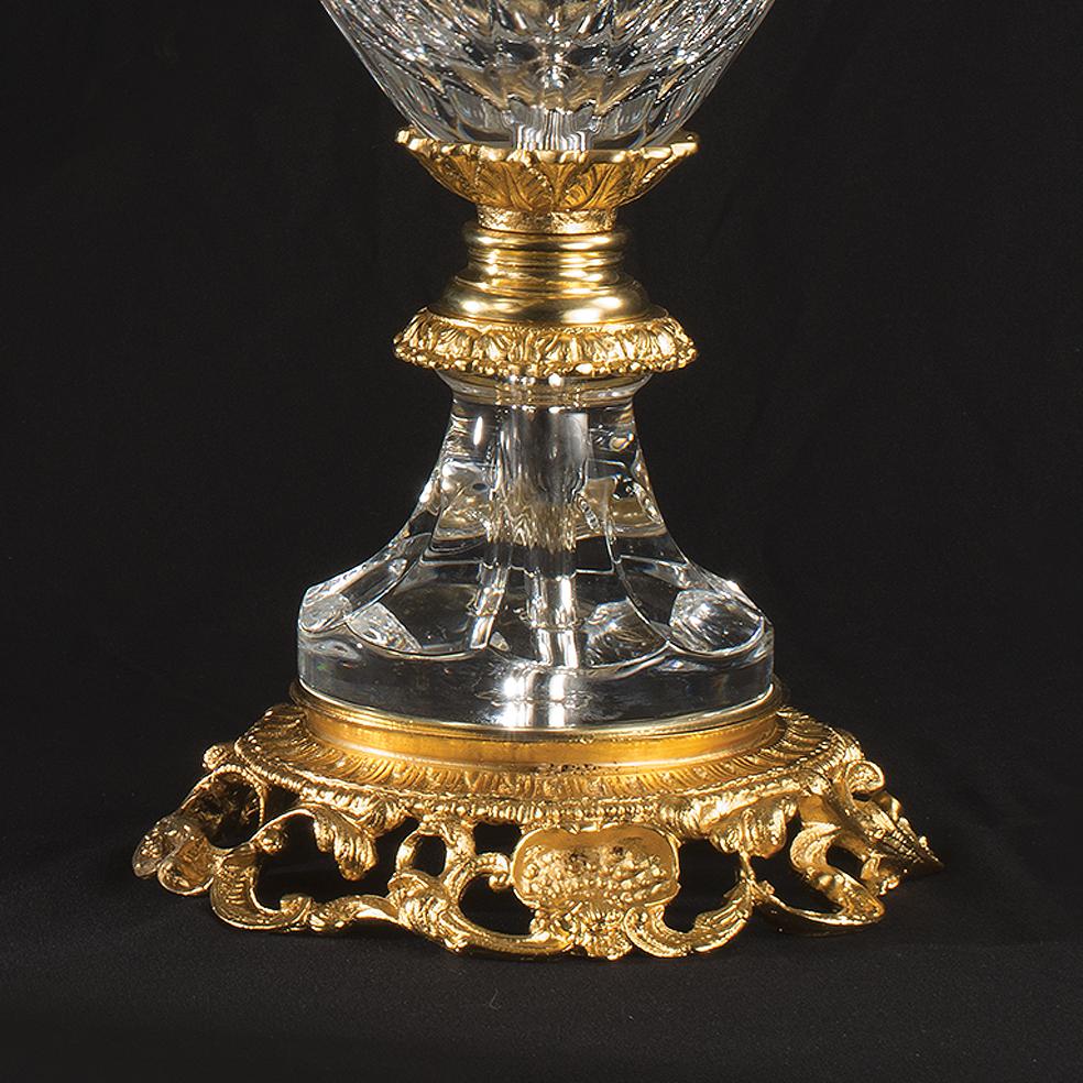 Italian 21st Century, Hand-Carved Clear Crystal and golden bronze potiche   For Sale