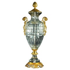 21e siècle, poétique en cristal transparent et bronze doré sculptée à la main