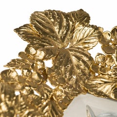 21st Century, Hand-Carved Clear Crystal and Golden Bronze Tray in Classic Style
