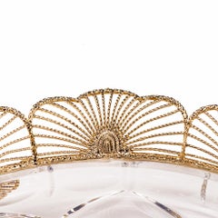 21st Century, Hand-Carved Clear Crystal and Golden Bronze Tray in Classic Style