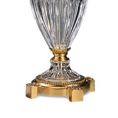 XXIe siècle, Vase en cristal clair et bronze doré sculpté à la main