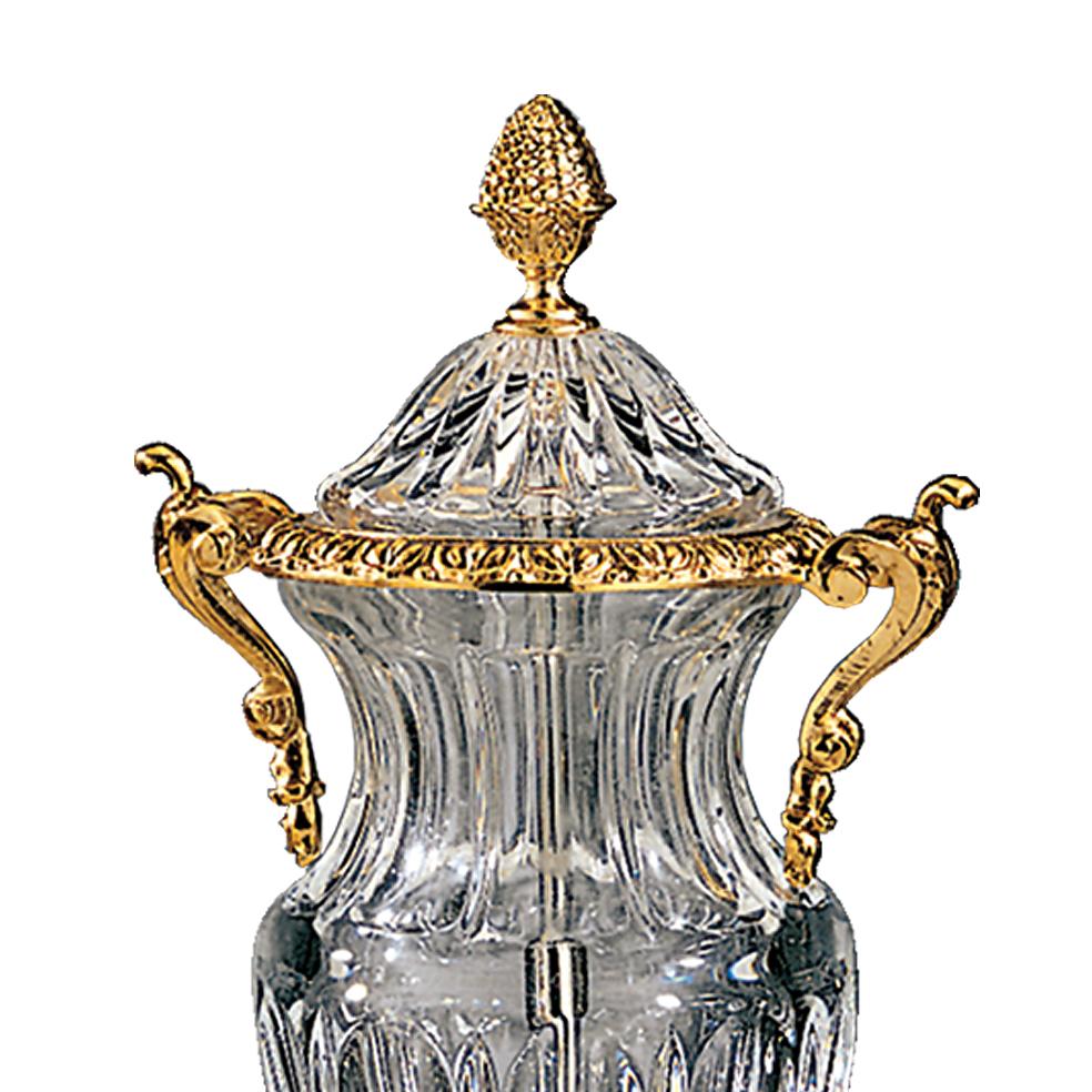 Louis XVI XXIe siècle, Vase en cristal clair et bronze doré sculpté à la main en vente
