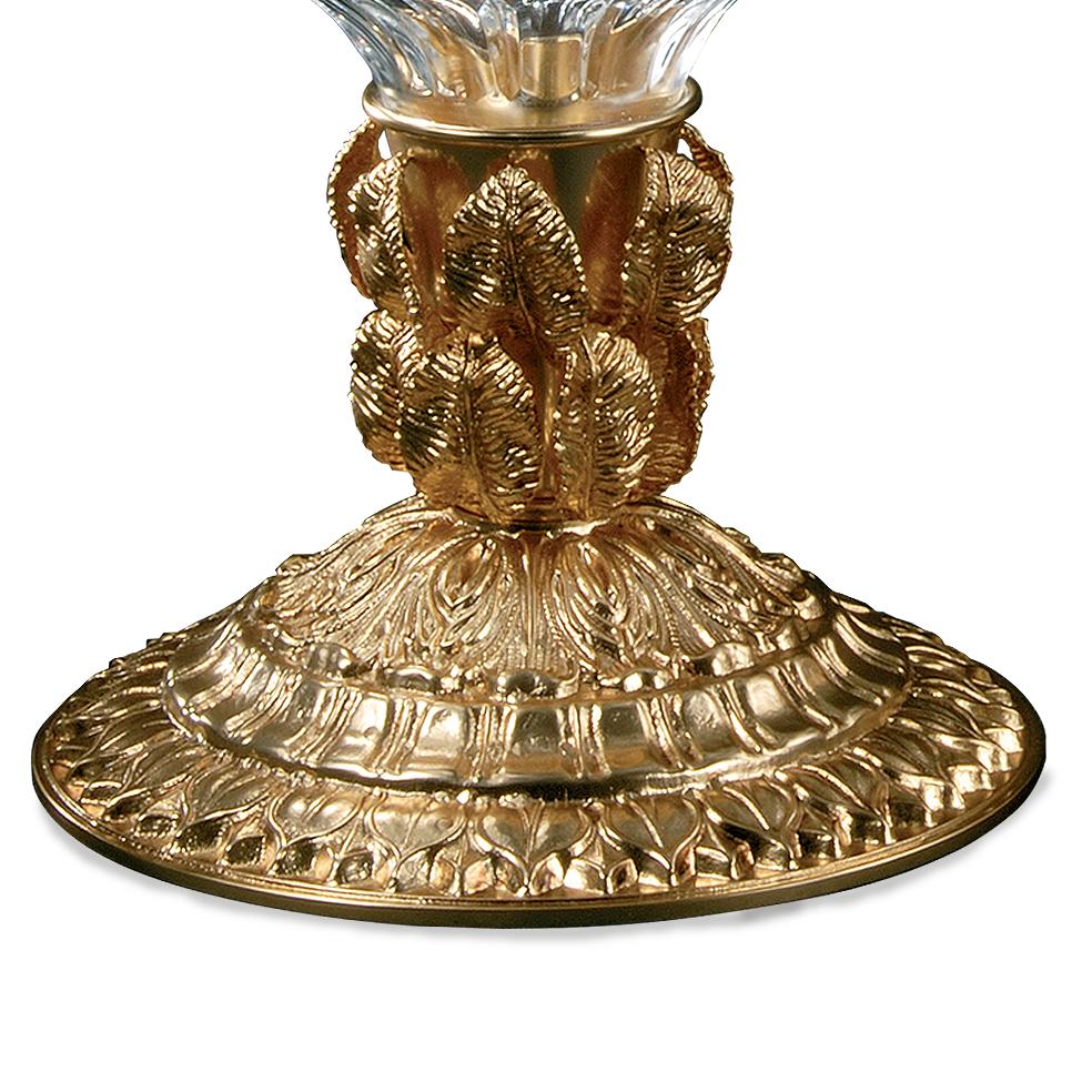 Vase aus klarem Kristall und goldener Bronze des 21. Jahrhunderts, handgeschnitzt  (Italienisch) im Angebot